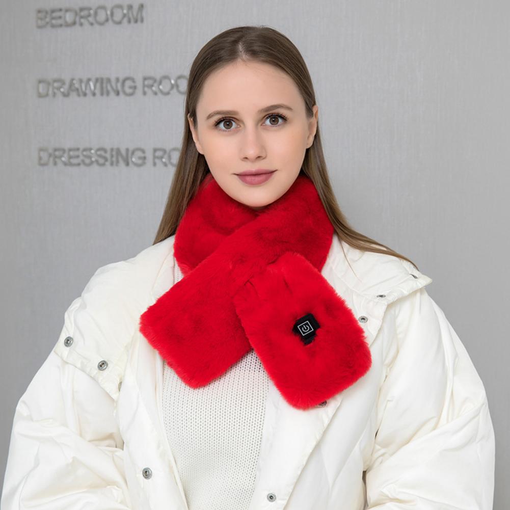 USB Women Men Heating Scarf 3 Gear Adjustable Temperature Electric Heated Scarf Winter Neck Warmer Fleece Scarf For Cycling Camp