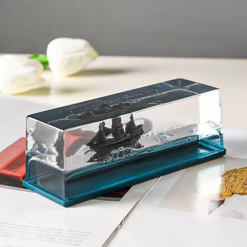 Ghost Ship Black Pearl Cruise Ship Fluid Liquid Drift Bottle Floating Boat Office Desktop Ornament Home Decor Birthday Gifts