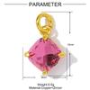 Luxurious purple Olive-green Droplet square Brass Zirconia DIY Pendant Exquisite Accessory Jewelry Charms for  Bracelet Necklace