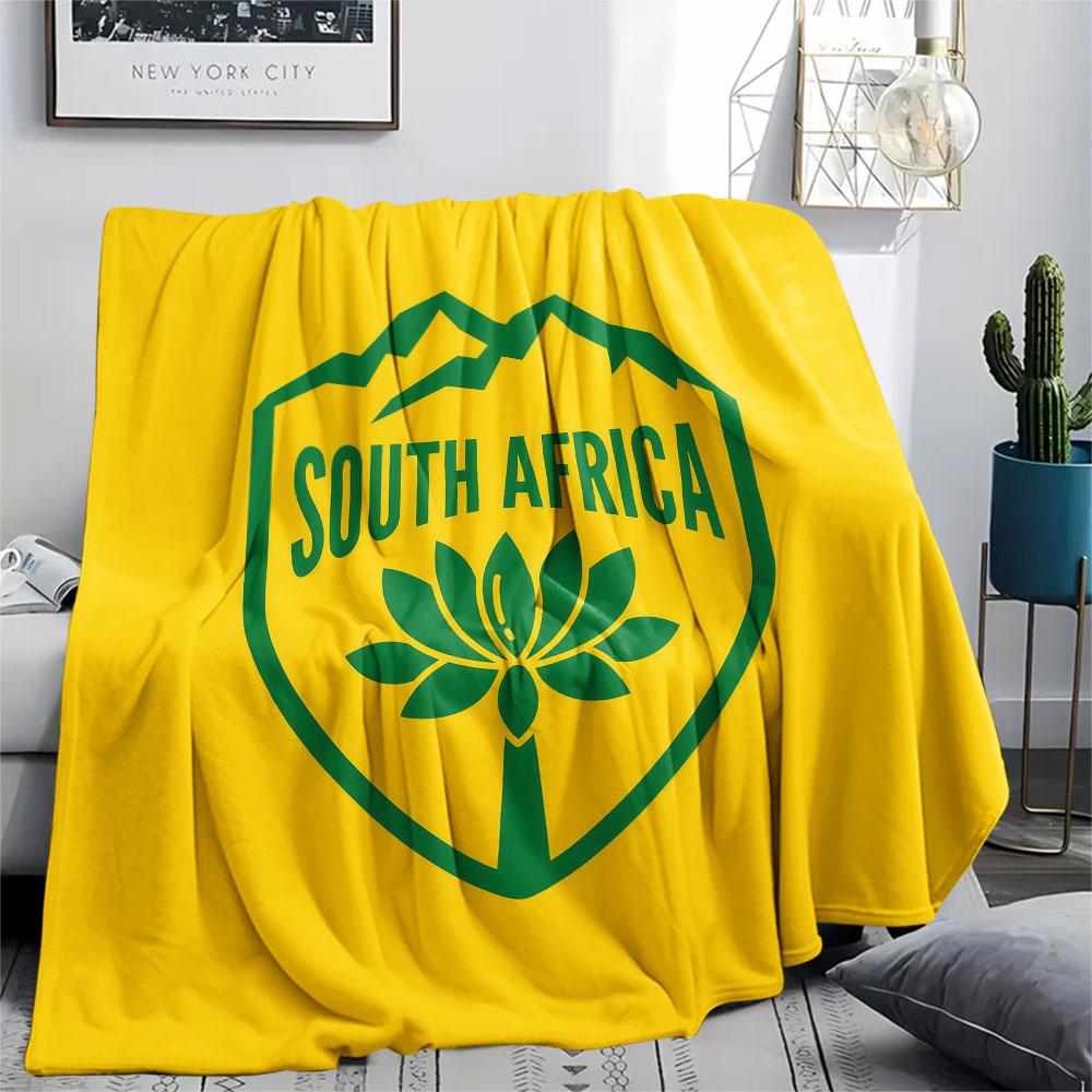 South Africa national football Printed Flannel Blanket, soft throw for bedroom sofa, washable,soccer fan merchandise, great gift.