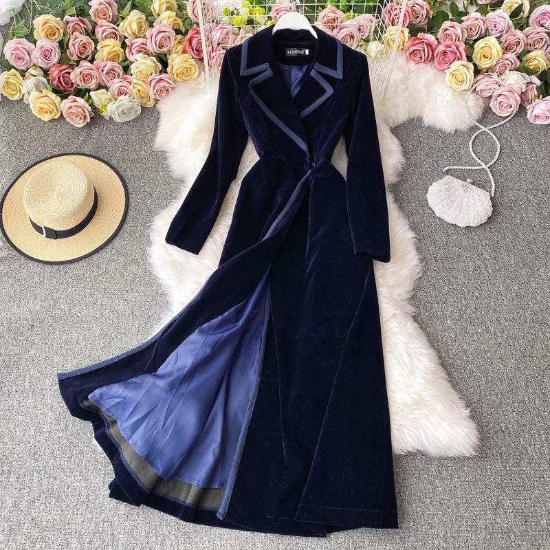 Women`s Velvet Blazer Dress Long Over