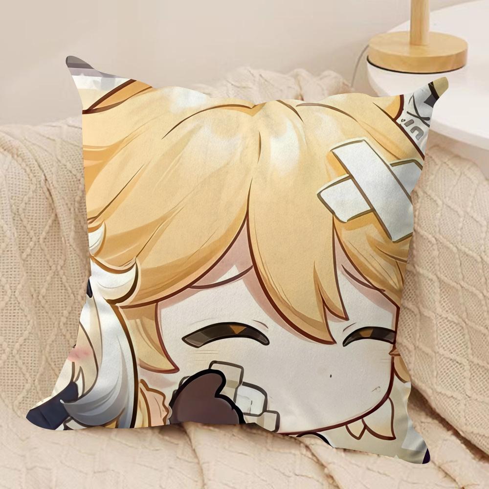Aether Cute Cute Genshin Impact Cushion Cover Silky Short Plush Invisible Zipper Dustproof Sofa Pillow Case For Home Decor