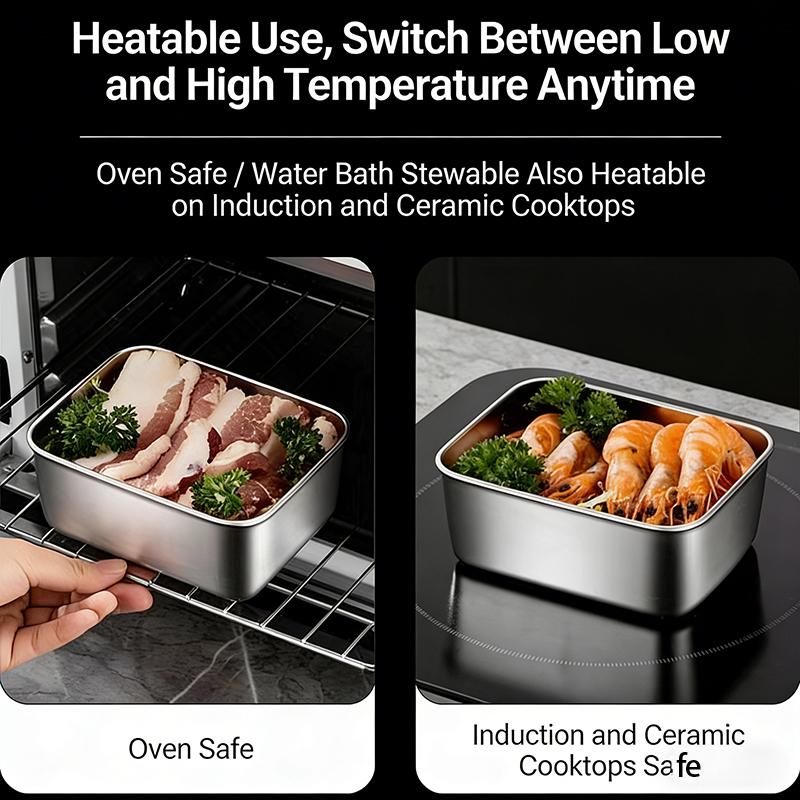 4Pc Stainless Steel Food Storage Containers Set Thickened Leakproof Stackable For Fridge Freezer And Pantry Organization