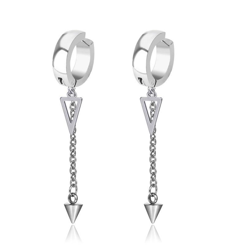 Boucles D'oreilles Unisexe - Triangles Noirs - Acier Inoxydable - Tige Et Vis - 2 Pièces - Boîte Cadeau