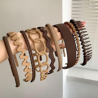 9pcs Plastic Teeth Hairband Teeth Comb Headbands Matte Hair Bands Non Slip Solid Color Hair Accessories