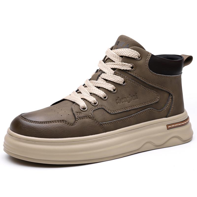 2026 New Mens Genuine Leather Walking Shoes Fashion Outdoor Thick Bottom Antiskid Vulcanized Shoes Comfy Casual Leather Flats