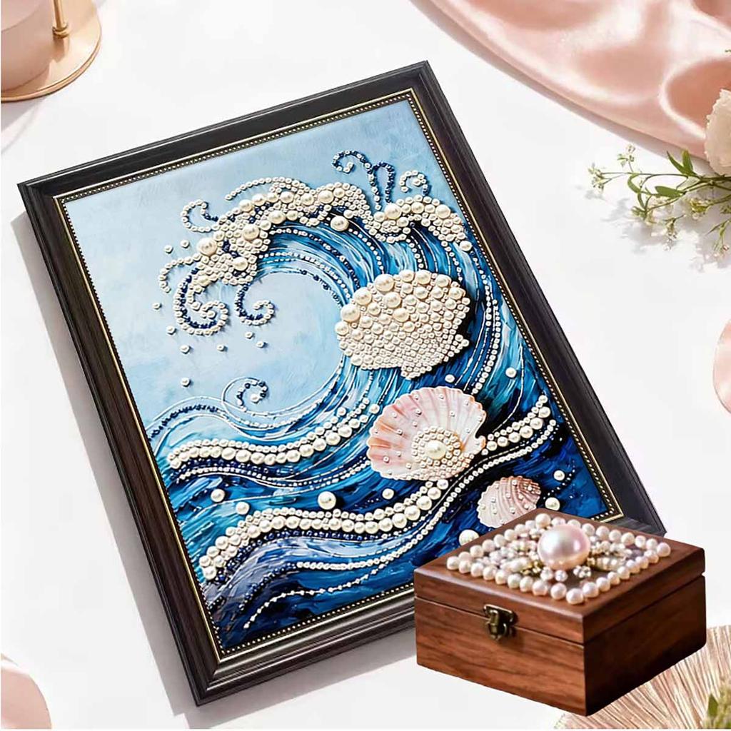 DIY Wave Pearl Art Painting for Home Wall Decor Pearl Gem Paintings Picture Arts Craft  for Adults/Beginners Gift Idea Home Decor Without Frame