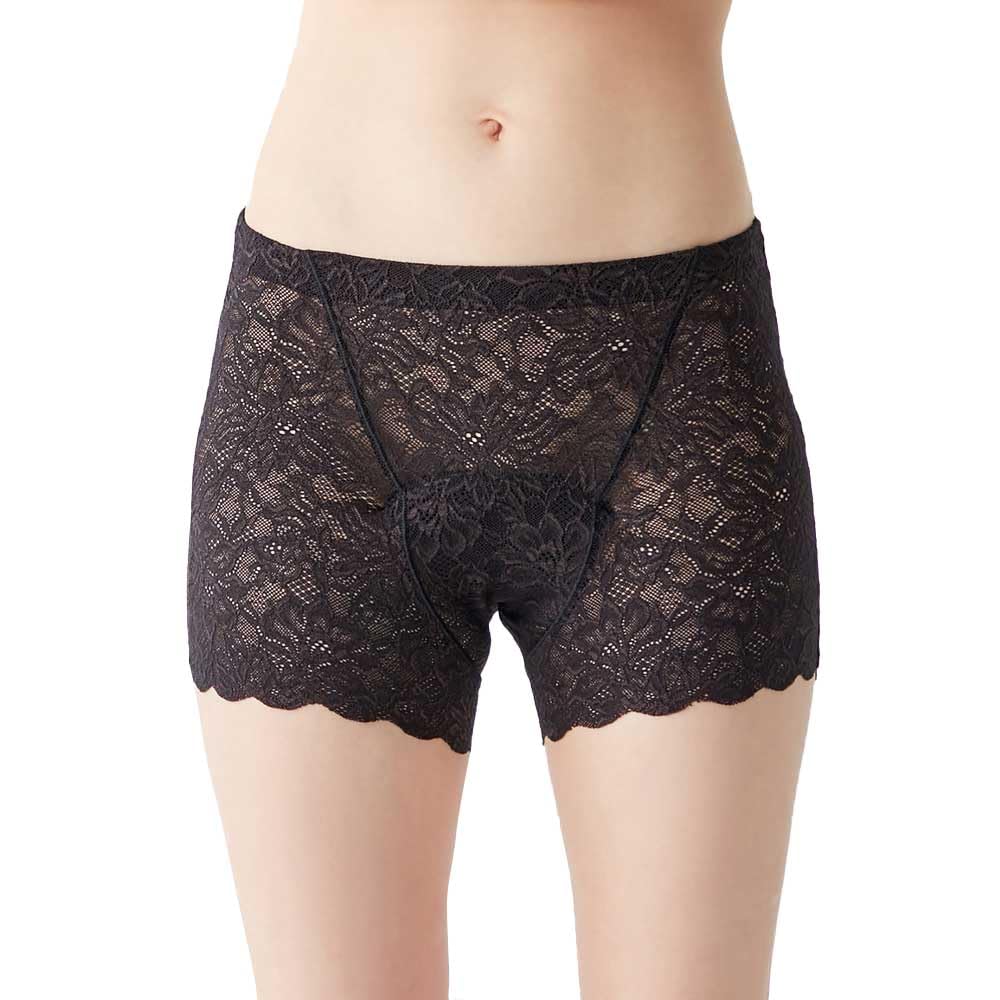 Gunze Tuche Absorbent Sanitary Absorbency Capacity Size TC6862 Women's Shorts, Lace, 50ml, Black, L,