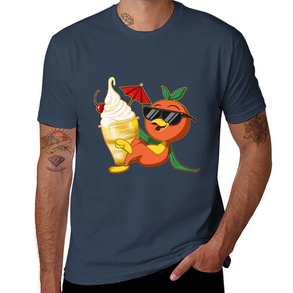 Kleiner oranger Vogel T-Shirt Arbeitskleidung Kurzarm T-Shirt