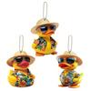 Car Rearview Mirror Pendant Cartoon Duck Key Chain 2D Acrylic Flat Car Ornament Safe Driving Accessory