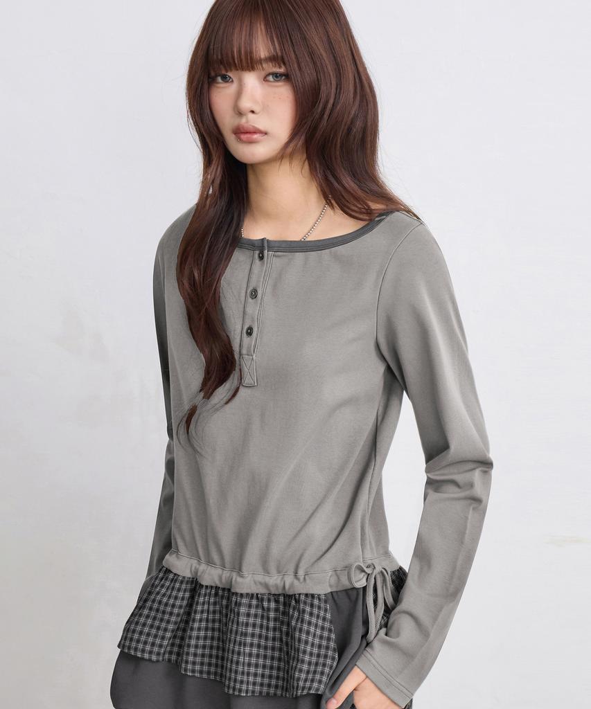 EUGGEN Tiered Layered Long Sleeve_Gray