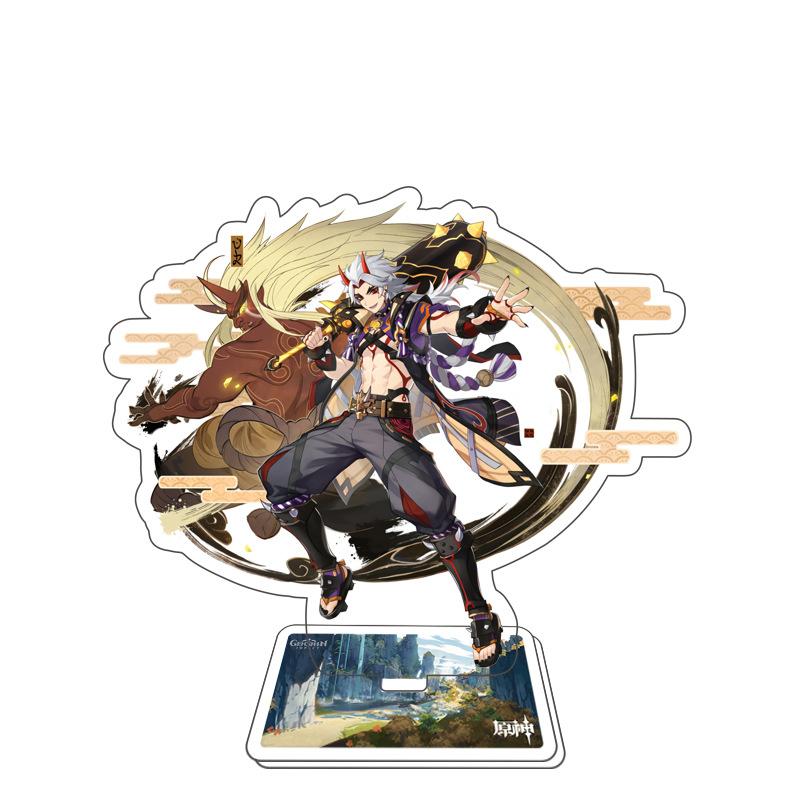 Game Genshin Impact Figure Stand Model Toy 15cm Keqing Shen He Arataki Itto Acrylic Action Plate Desk Decoration Gift