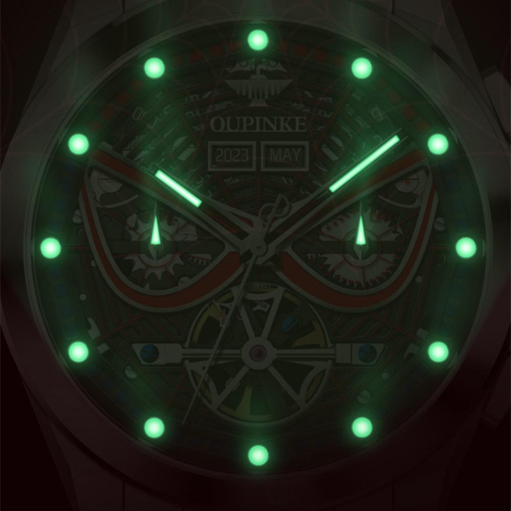 OUPINKE Herrenuhr Multifunktionale mechanische Uhr Hollow Spider Armor Herrenuhr High-End-Uhr