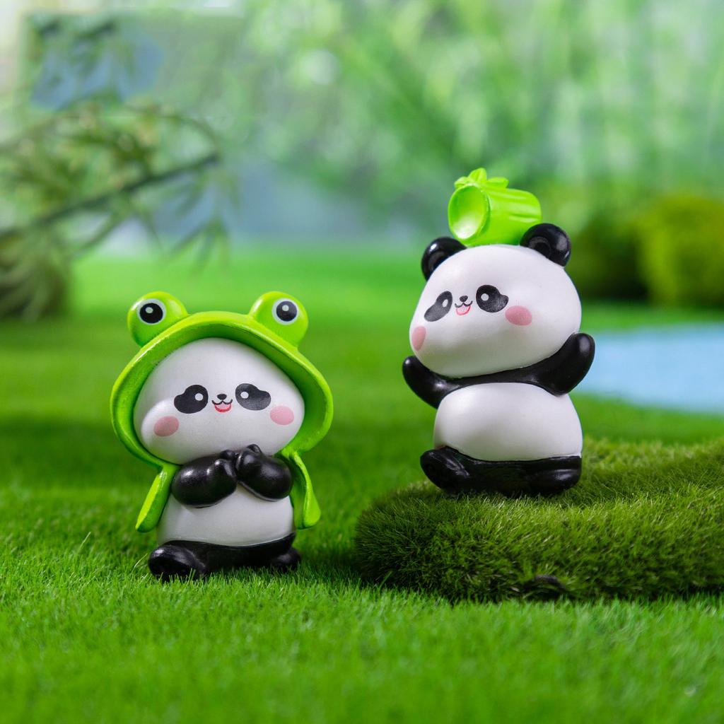 Creative Kawaii Mini Resin Panda Series Figurine Miniature Bonsai Doll House Decoration Accessories For Children Gift Toys