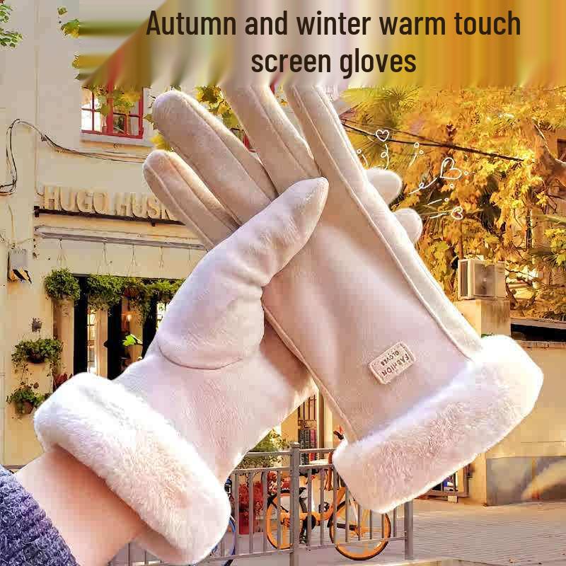 

Женские зимние велосипедные перчатки: Теплые, Толстые, На велюровой подкладке, Милые, Ветрозащитные, Совместимые с сенсорным экраном, Морозостойкие One Size