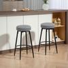 Set of Two Faux Leather Bar Stools - Grey/Black