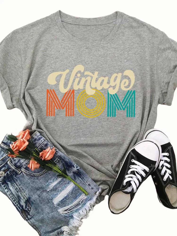 Vintage Mom Letter Print Women T Shirt Short Sleeve O Neck Loose Women Tshirt Ladies Tee Shirt Tops Clothes Camisetas Mujer