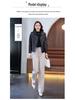 Pantalon Large Taille Haute en Laine Cachemire pour Femme - Automne/Hiver, Épais, Élégant, Polyvalent, Design Droit Décontracté.