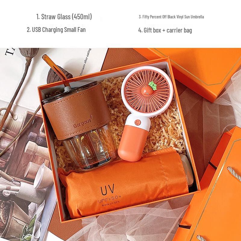 WZ Glass Cup Souvenir Gift Set Package 3 (Fan Style)