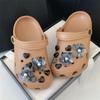 Rhinestone Detachable Shoe Charms 14Pcs Black Ink Flower Heart Design DIY Decor for Clogs Backpacks Daily Use
