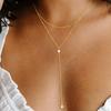 European and American Fashion Niche High-end Double-layer Stacked Necklace Fringed Round Beads Exquisite Light Luxury Versatile Collarbone Chain