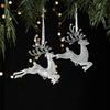 4pcsChristmas Tree Reindeer Hanging Decoration Transparent Cute Little Deer Christmas Window Home Party Garland Decoration Acryl