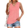 Women's V Neck Sleeveless Loose Fit Casual Solid Color Tank Top For Summer Daily Wear