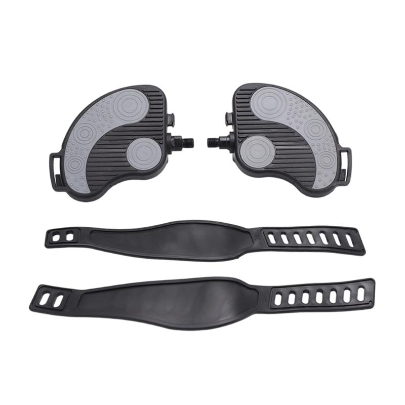 Exercise Bike Pedals with Strap Stationary Recumbent Bike Pedals Bike Fixed Gear Spin Pedals Bicycles Replacement Part