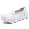 Fashion New Women Flat Genuine Leather Nurse Shoes Casual White Wedge Soft Bottom Slip On Moccasins Comfortable Hollow Out Work Shoes