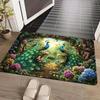 Symmetrical Peacock Rug – Polyester Non-Slip Mat for Game Room, Bathroom, Kitchen or Multi-Use Home Decor