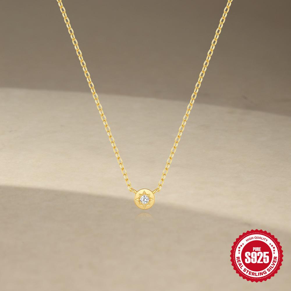 Colier din Argint Sterling S925 Design Original Octagram Zirconiu Femei Lux Lejer Senzatie de Design High-End Lanț Simplu pentru Claviculă