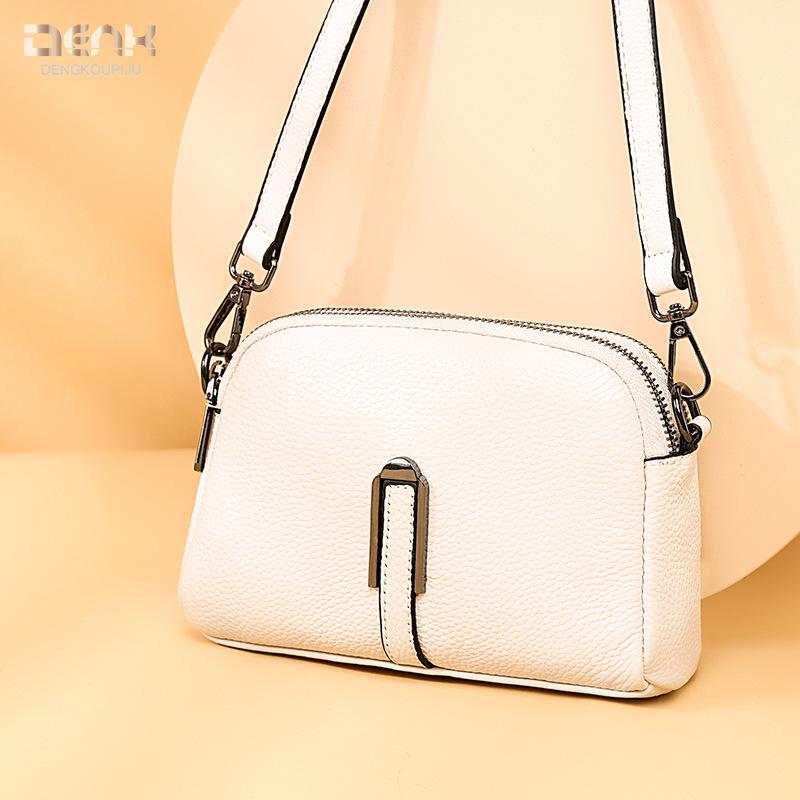 Summer leather women's bags new trendy fashion lychee pattern shoulder messenger bag first layer cowhide mobile phone bag