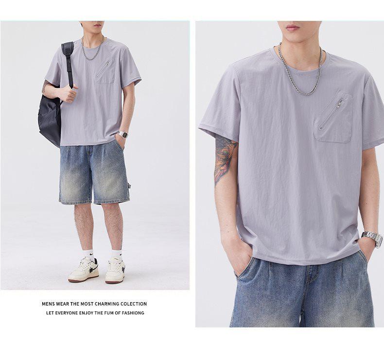 2026 Men's Summer Versatile Zipper Pocket Loose T-Shirt