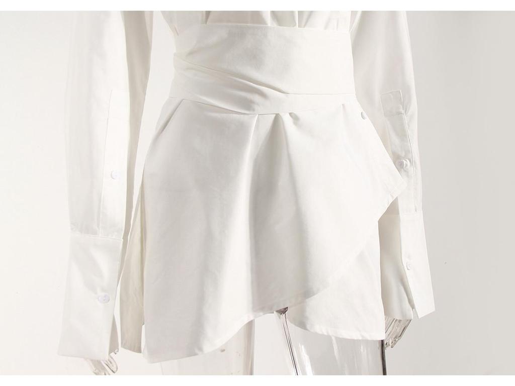 Retro Irregular Waist-Cinched Loose Shirt Dress – Niche European & American Design