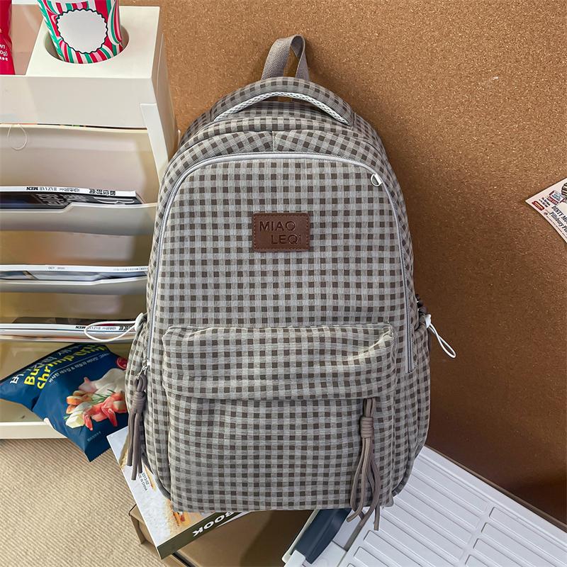 Plaid Women's Travel Backpack Student Schoolbag