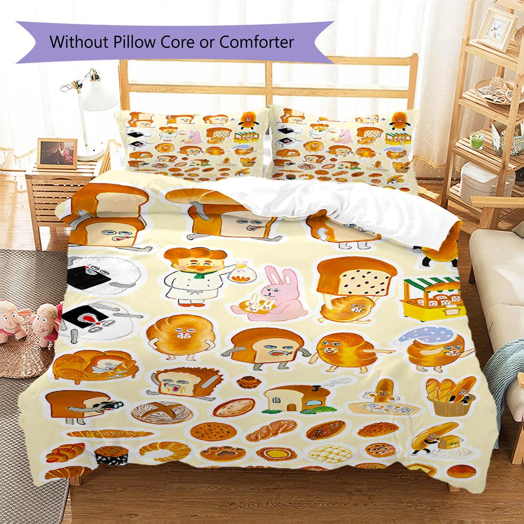 Bread Thief Pattern Bedding,Quilt Set Quilt Cover Pillowcase Home Birthday Gift (1 * Duvet Cover + 2 * Pillowcase, Without Core)
