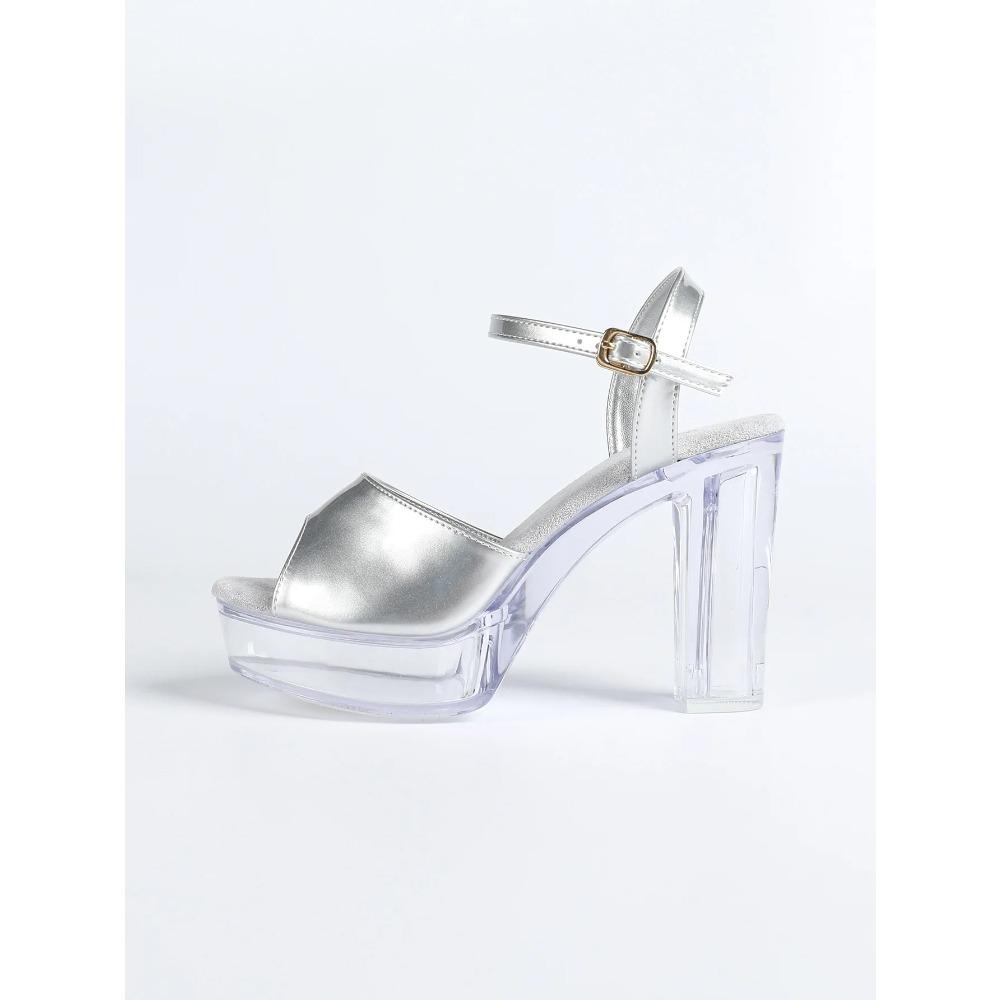 Women's 12cm Clear Heel Slide Sandals - Chunky Platform Sexy Shoes for Stage Runway & Outdoor LFD-19866-12
