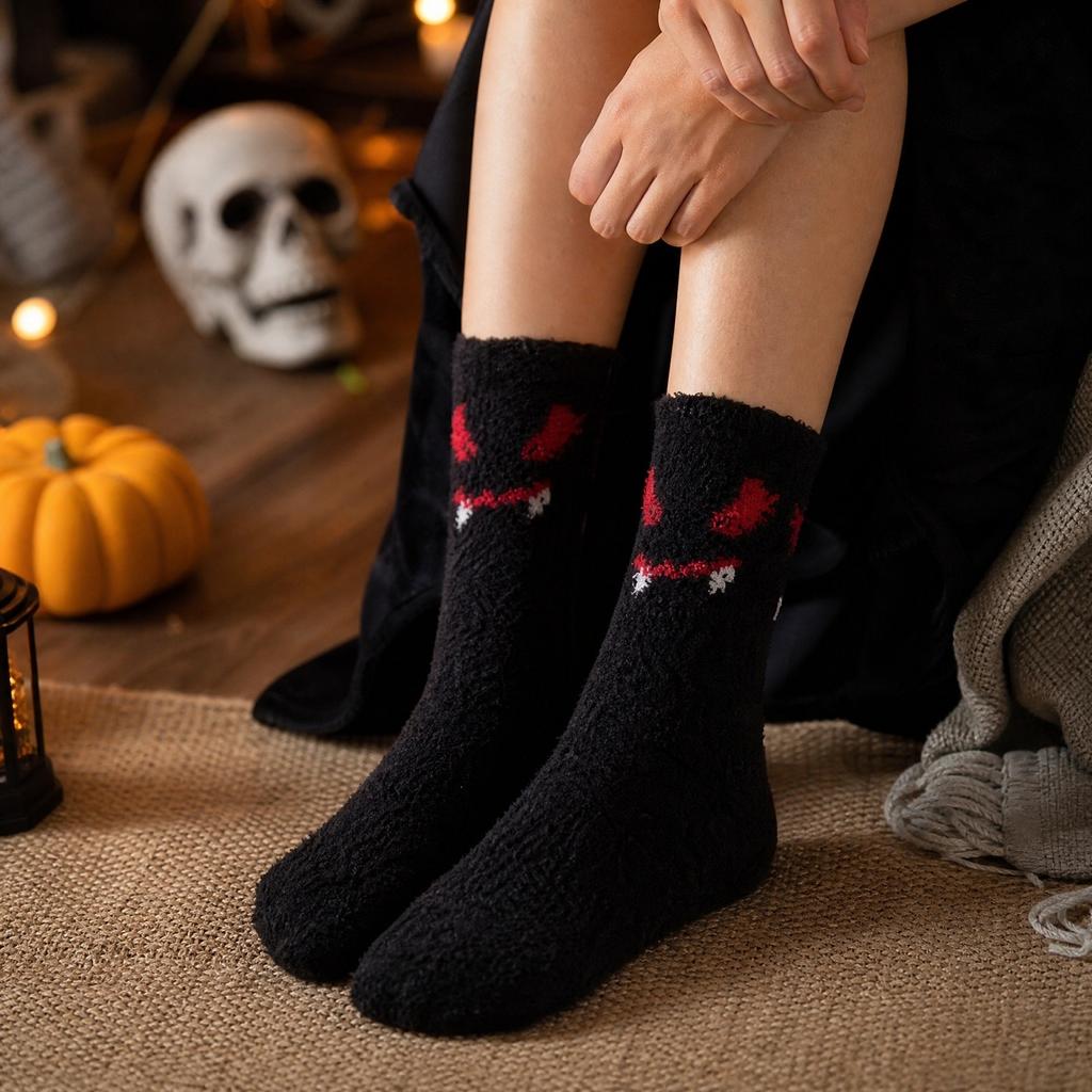 Unisex Halloween Funny Thick Warm Mid-Calf Socks for Fall Winter - Novelty Cute Socks
