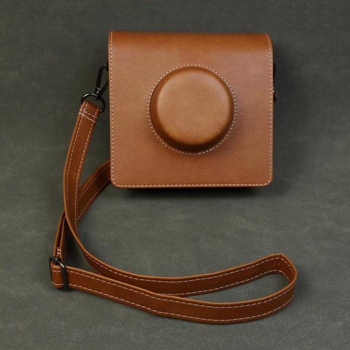 SIUTATDSH Camera Case PU Leather for instax Fujifilm FUJIFILM instax wide evo Liner Case Camera Holder, Shockproof & Portable (Brown)