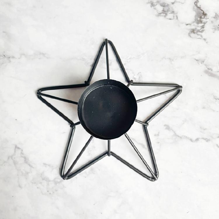 Iron Candlestick Christmas Decoration Candle Holder with Moon Star Designs Metal Tealight Candle Stand for Centerpieces