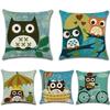 Cartoon Owl Pattern Printed Throw Pillow Case Home Livingroom Pillow Cover (the Pillow Inner Is Not Included)