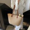 Casual Large-capacity Commuter Bag Paper Rope Color Matching Woven Bag Fashion Striped Straw Bag Spring and Summer Women's Bag