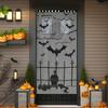 Haunted House Spider Web Curtains Bat Motif Black Lace Gothic Door Window Panel Scary Halloween Seasonal Decoration Drapery
