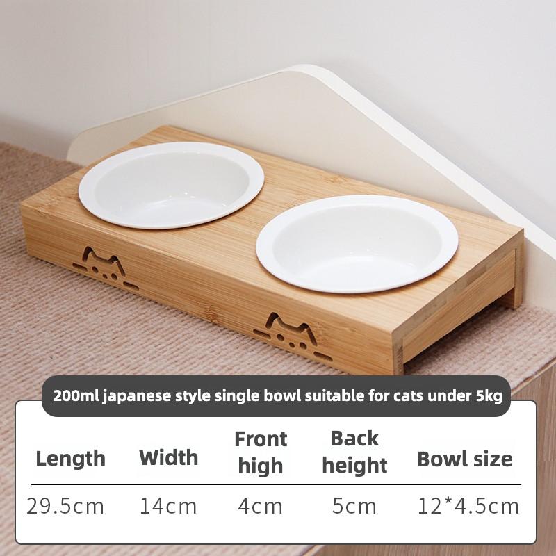 

Ceramic Pet Feeding Bowls with Bamboo Stand Double Bowl Dog Feeders Bone Pattern Case Pet Product Cat Bowls Pet Supplies