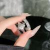 Exquisite Personality Silver Color Brushed Rhombus Starlight Awn Star Opening Couple Ring for Men Women Trendy Designer Jewelry