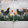 Metal Garden Stakes Rooster Hen with Chicks Outdoor Art Animal Decorations Outside Decor Yard Garden Ornaments