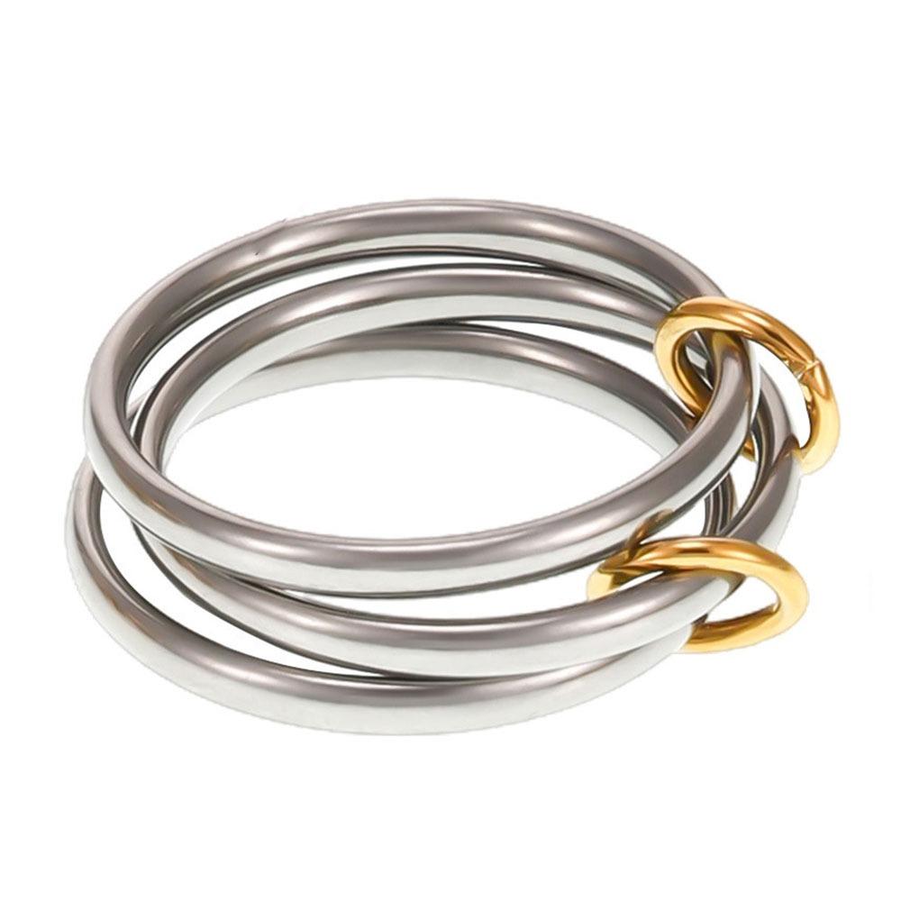 Multiple Layers Strand Loop Indext Finger Zircon Rings for Women Stainless Steel Gold Plated Ring