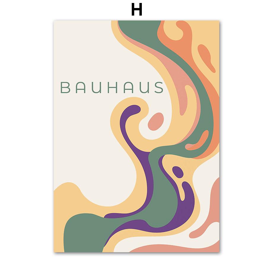 

Красочные Баухаус Геометрия Круглая линия Радужные постеры и принты настенная живопись на холсте для гостиной декоративные картины A4 21X30cm No Framed