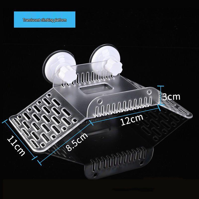 Acrylic Turtle Climbing & Sunbathing Platform with Feeding Trough - Small Size Floating Island for Tanks