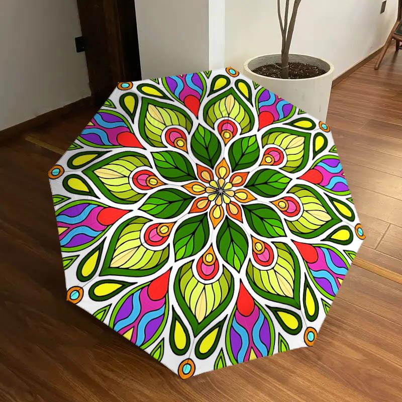 

1pc Mandala Art Automatic Umbrella Durable Iron Frame & Plastic Handle, Gift for Men & Women, Sturdy Construction yy250905169